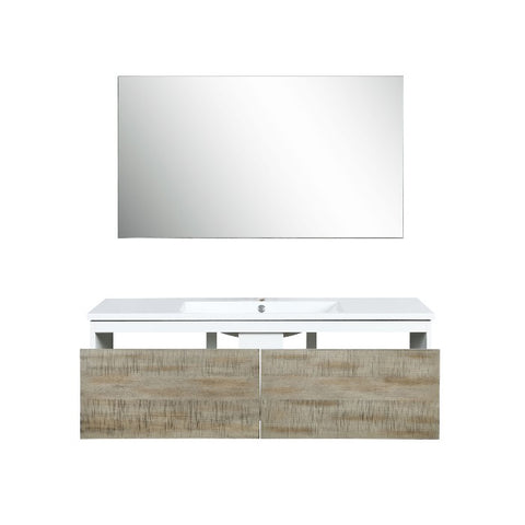 Image of Lexora Scopi Modern 48" Rustic Acacia Bathroom Vanity w/ Acrylic Composite Top, and Frameless Mirror | LSC48SRAOSM43