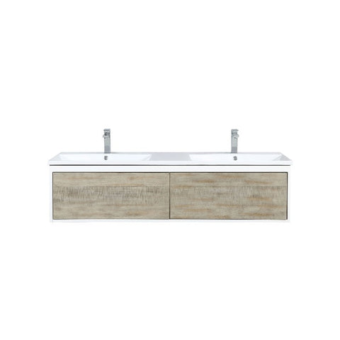 Image of Lexora Scopi Modern 60" Rustic Acacia Double Bathroom Vanity w/ Acrylic Composite Top, and Monte Chrome Faucet | LSC60DRAOS000FCH