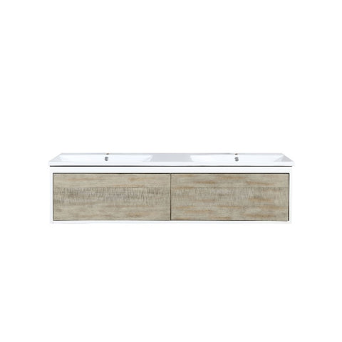 Image of Lexora Scopi Modern 60" Rustic Acacia Double Bathroom Vanity and Acrylic Composite Top | LSC60DRAOS000