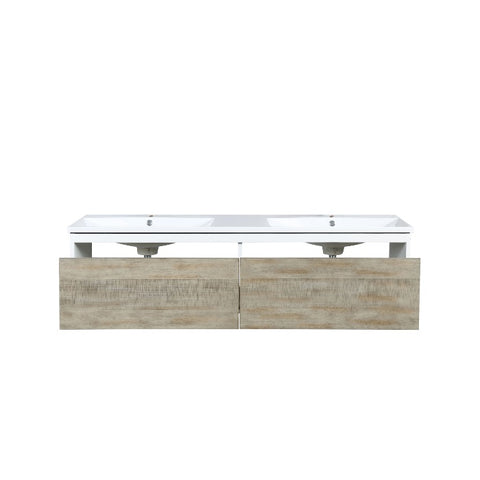 Image of Lexora Scopi Modern 60" Rustic Acacia Double Bathroom Vanity and Acrylic Composite Top | LSC60DRAOS000