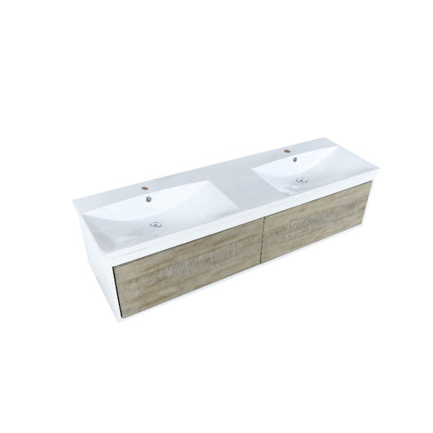 Image of Lexora Scopi Modern 60" Rustic Acacia Double Bathroom Vanity and Acrylic Composite Top | LSC60DRAOS000