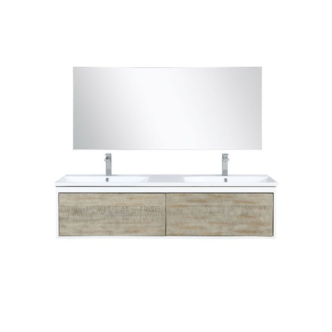 Image of Lexora Scopi Modern 60" Rustic Acacia Double Bathroom Vanity Set w/ Acrylic Composite Top, and Labaro Brushed Nickel Faucet | LSC60DRAOSM55FBN