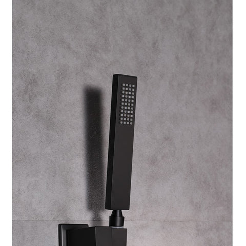 Image of Lexora Monte Celo Set, 8" Square Rain Shower and Handheld, Matte Black | LSS10011MB
