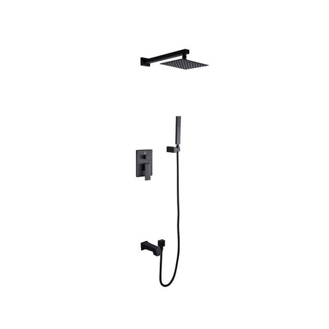 Image of Lexora Monte Celo Set, 8" Square Rain Shower and Handheld, Matte Black | LSS10011MB