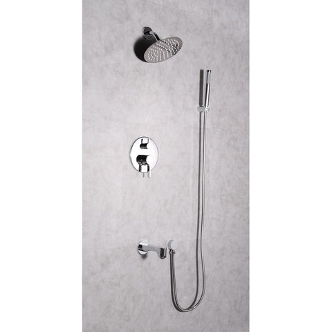 Image of Lexora Salamonio Set, 8" Round Rain Shower and Handheld, Chrome | LSS11011CH