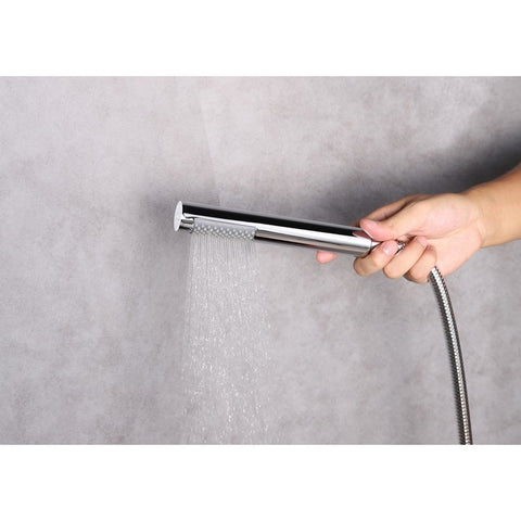 Image of Lexora Salamonio Set, 8" Round Rain Shower and Handheld, Chrome | LSS11011CH