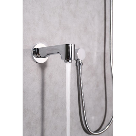 Image of Lexora Salamonio Set, 8" Round Rain Shower and Handheld, Chrome | LSS11011CH