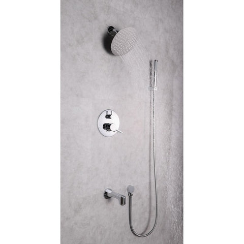Image of Lexora Salamonio Set, 8" Round Rain Shower and Handheld, Chrome | LSS11011CH