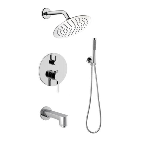 Image of Lexora Salamonio Set, 8" Round Rain Shower and Handheld, Chrome | LSS11011CH