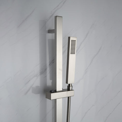 Image of Lexora Cero Set, 8" Square Rain Shower and Handheld, Brushed Nickel | LSS12011BN