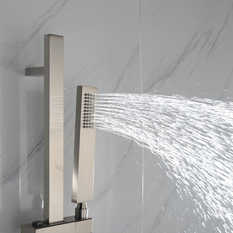 Image of Lexora Cero Set, 8" Square Rain Shower and Handheld, Brushed Nickel | LSS12011BN