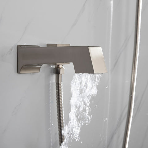 Image of Lexora Cero Set, 8" Square Rain Shower and Handheld, Brushed Nickel | LSS12011BN