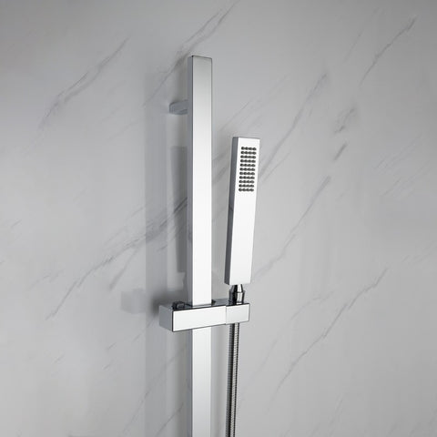 Image of Lexora Cero Set, 8" Square Rain Shower and Handheld, Chrome | LSS12011CH