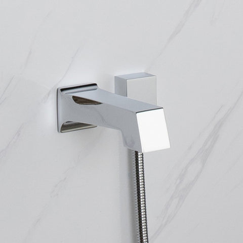 Image of Lexora Cero Set, 8" Square Rain Shower and Handheld, Chrome | LSS12011CH