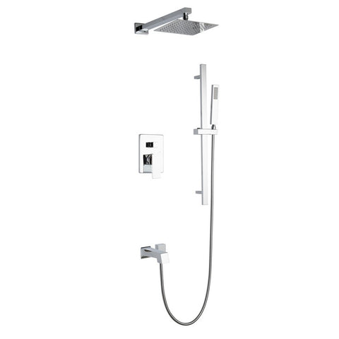 Image of Lexora Cero Set, 8" Square Rain Shower and Handheld, Chrome | LSS12011CH