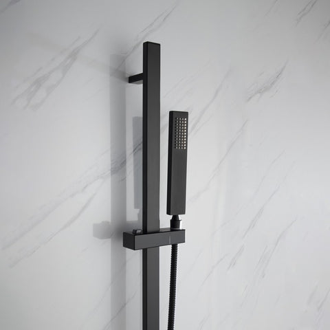 Image of Lexora Cero Set, 8" Square Rain Shower and Handheld, Matte Black | LSS12011MB