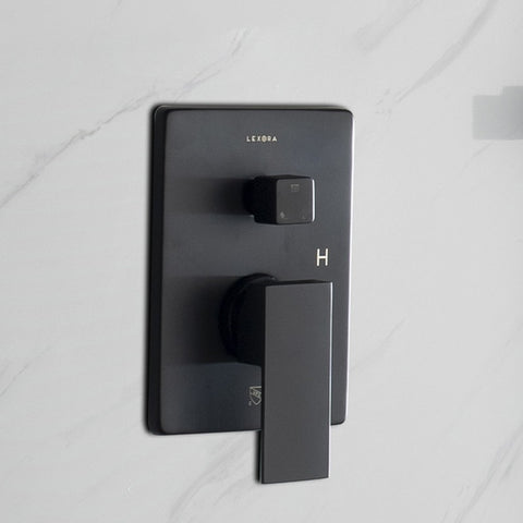 Image of Lexora Cero Set, 8" Square Rain Shower and Handheld, Matte Black | LSS12011MB