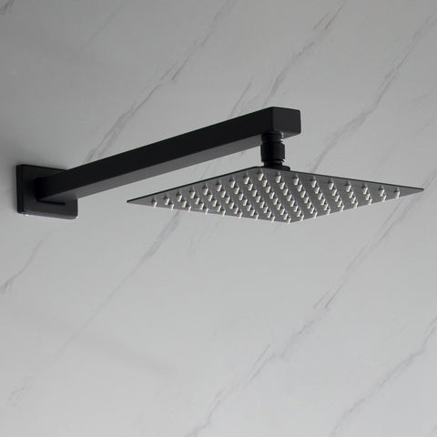 Image of Lexora Cero Set, 8" Square Rain Shower and Handheld, Matte Black | LSS12011MB
