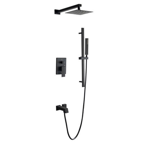 Image of Lexora Cero Set, 8" Square Rain Shower and Handheld, Matte Black | LSS12011MB