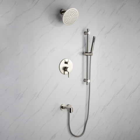 Image of Lexora Luviah Set, 8" Round Rain Shower and Handheld, Brushed Nickel | LSS13011BN