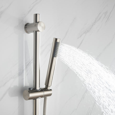 Image of Lexora Luviah Set, 8" Round Rain Shower and Handheld, Brushed Nickel | LSS13011BN