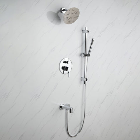 Image of Lexora Luviah Set, 8" Round Rain Shower and Handheld, Chrome | LSS13011CH