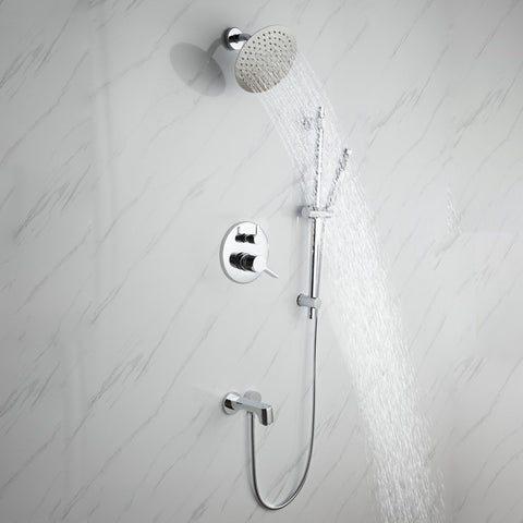 Image of Lexora Luviah Set, 8" Round Rain Shower and Handheld, Chrome | LSS13011CH