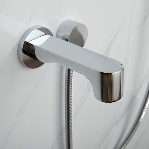Image of Lexora Luviah Set, 8" Round Rain Shower and Handheld, Chrome | LSS13011CH