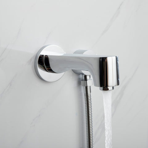 Image of Lexora Luviah Set, 8" Round Rain Shower and Handheld, Chrome | LSS13011CH