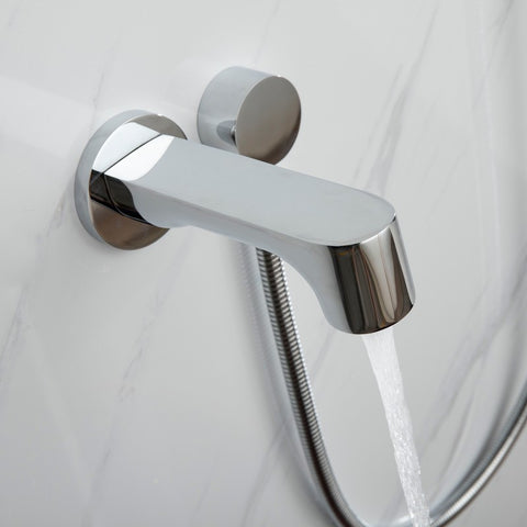 Image of Lexora Luviah Set, 8" Round Rain Shower and Handheld, Chrome | LSS13011CH