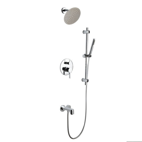 Image of Lexora Luviah Set, 8" Round Rain Shower and Handheld, Chrome | LSS13011CH