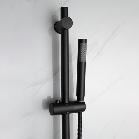 Image of Lexora Luviah Set, 8" Round Rain Shower and Handheld, Matte Black | LSS13011MB