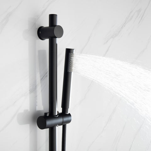 Image of Lexora Luviah Set, 8" Round Rain Shower and Handheld, Matte Black | LSS13011MB