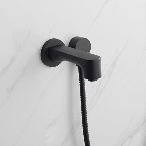 Image of Lexora Luviah Set, 8" Round Rain Shower and Handheld, Matte Black | LSS13011MB