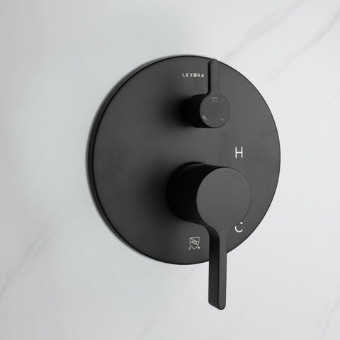 Image of Lexora Luviah Set, 8" Round Rain Shower and Handheld, Matte Black | LSS13011MB