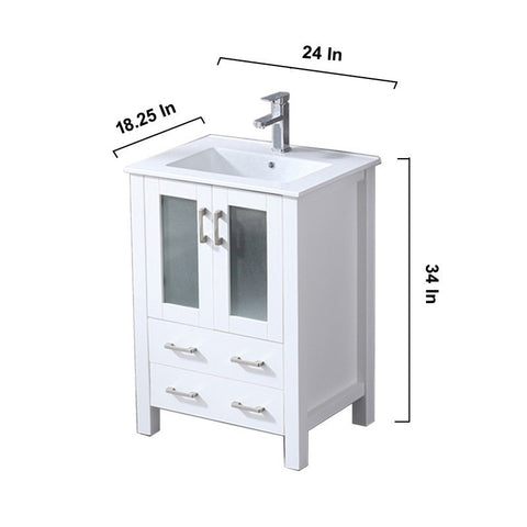 Image of Volez 24" White Single Vanity Set, Integrated Top | LV341824SAESM22F