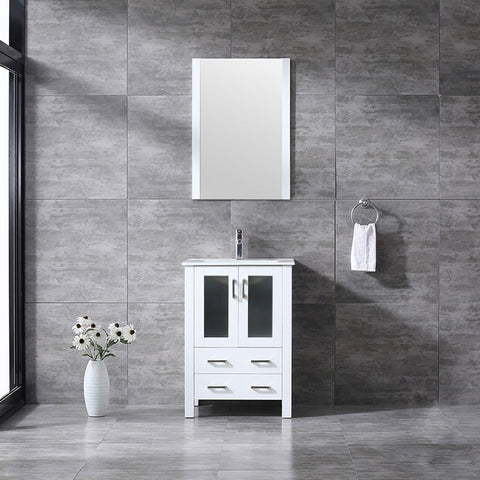 Image of Volez 24" White Single Vanity Set, Integrated Top | LV341824SAESM22F