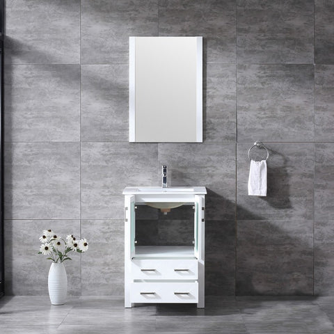 Image of Volez 24" White Single Vanity Set, Integrated Top | LV341824SAESM22F