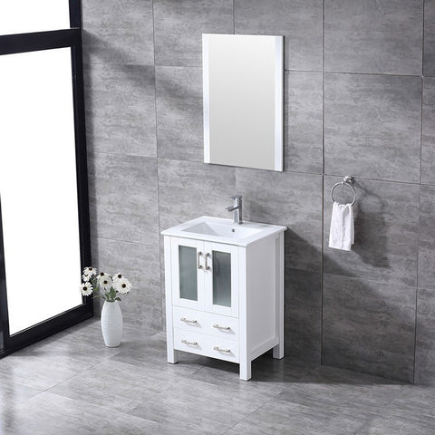 Image of Volez 24" White Single Vanity Set, Integrated Top | LV341824SAESM22F