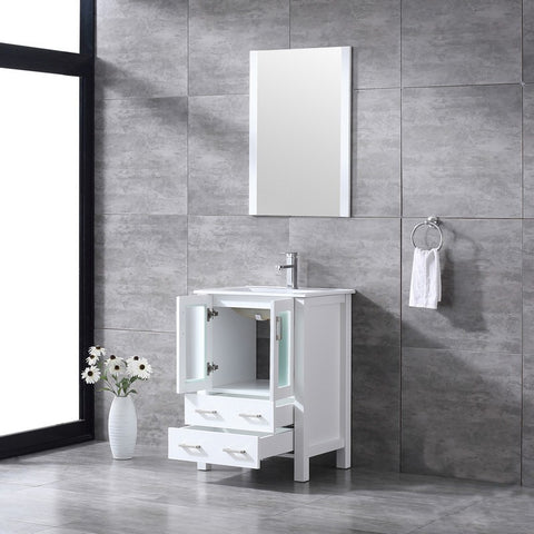 Image of Volez 24" White Single Vanity Set, Integrated Top | LV341824SAESM22F