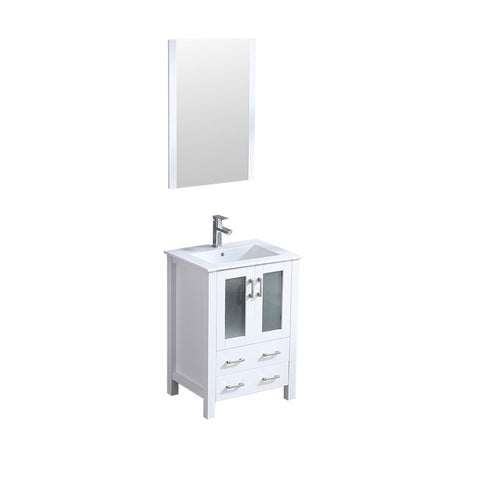 Image of Volez 24" White Single Vanity Set, Integrated Top | LV341824SAESM22F