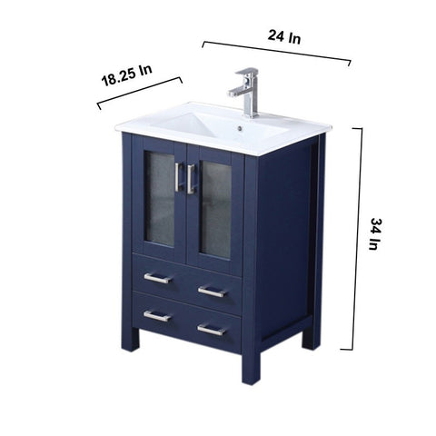 Image of Volez 24" Navy Blue Single Vanity Set, Integrated Top | LV341824SEESM22F
