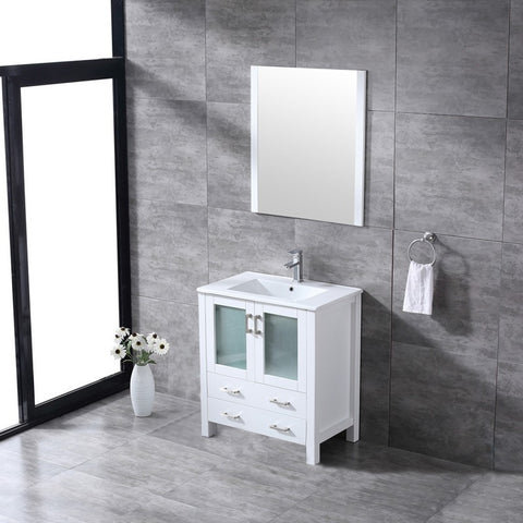 Image of Volez 30" White Single Vanity Set, Integrated Top | LV341830SAESM28F