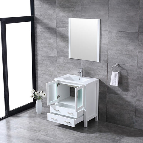 Image of Volez 30" White Single Vanity Set, Integrated Top | LV341830SAESM28F