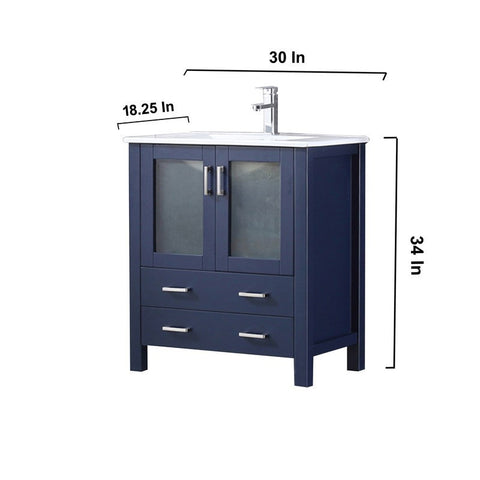 Image of Volez 30" Navy Blue Single Vanity Set, Integrated Top | LV341830SEESM28F