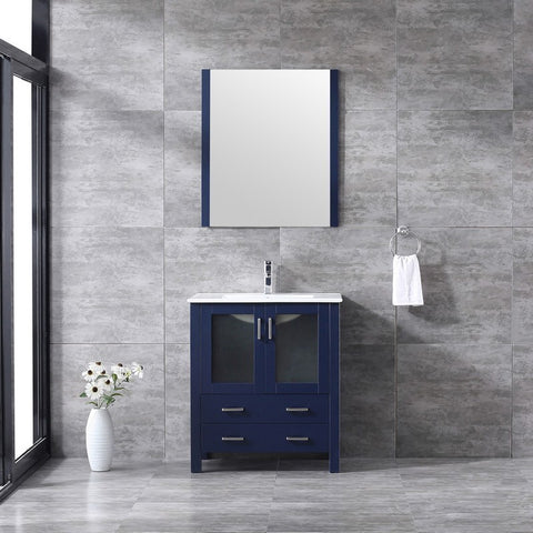 Image of Volez 30" Navy Blue Single Vanity Set, Integrated Top | LV341830SEESM28F