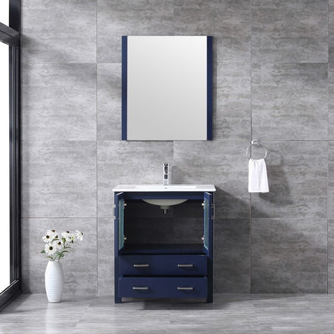 Image of Volez 30" Navy Blue Single Vanity Set, Integrated Top | LV341830SEESM28F