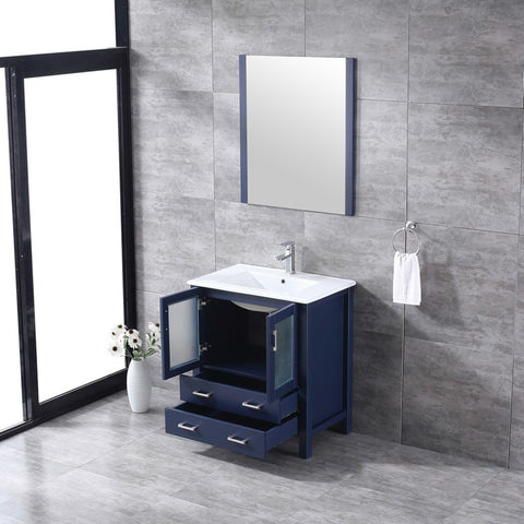 Image of Volez 30" Navy Blue Single Vanity Set, Integrated Top | LV341830SEESM28F