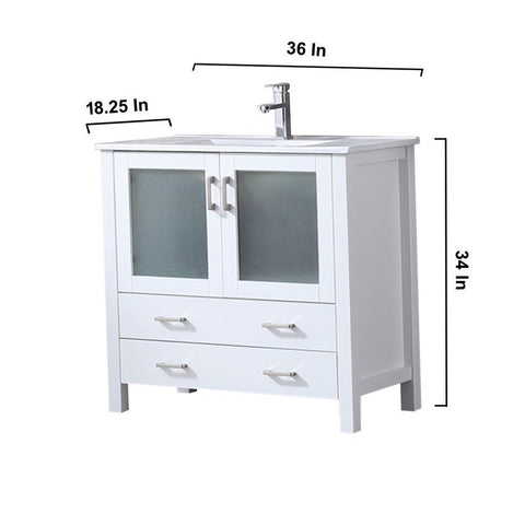 Image of Volez 36" White Single Vanity Set, Integrated Top | LV341836SAESM34F