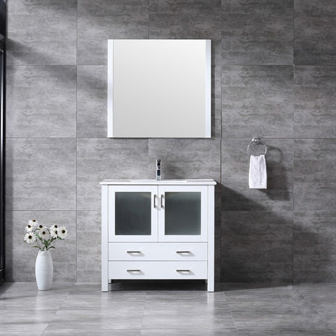 Image of Volez 36" White Single Vanity Set, Integrated Top | LV341836SAESM34F